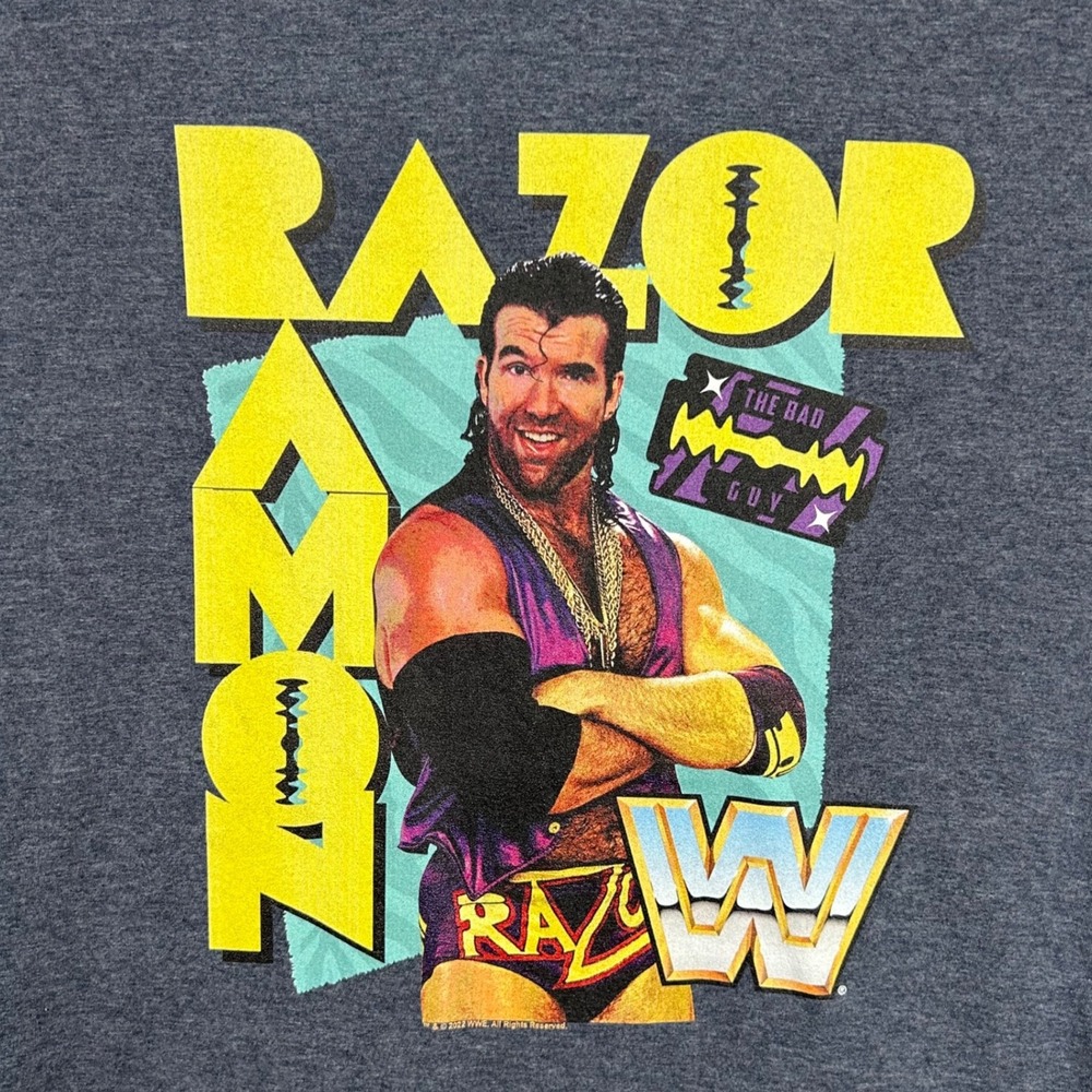 WWE Razor Ramon The Bad Guy‎ Graphic T-Shirt Mens Medium Charcoal 2022